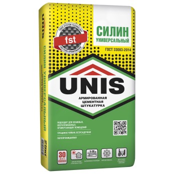 Штукатурка цементная универсальная армированная Юнис Силин 25 кг