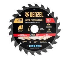 Пильный диск по дереву ф200 х 30 мм, 24 зубьев Denzel