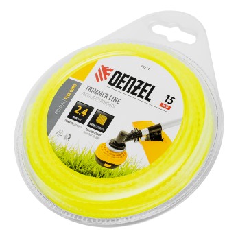Леска для триммера зубчатый квадрат, 2,4мм х 15м, FLEX CORD, DENZEL