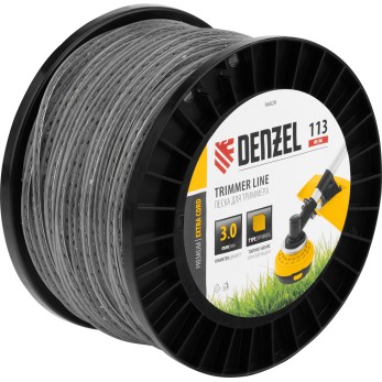 Леска для триммера двухкомпонентная зубчатый квадрат, 3,0мм х 113м, на DIN кат. EXTRA CORD Denzel