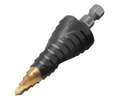 Сверло ступенчатое, 6-8-10-12-14-16-18-20-22-24-26-28-30мм, Р6М5, 6-гр. хвостовик Denzel