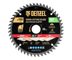 Пильный диск по дереву ф190 х 30 мм, 48 зубьев Denzel