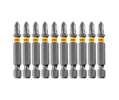 Бита PH2х50, сталь легированная S2, 10 шт., Е 6,3, шестигранный профиль, отрывная упаковка Denzel