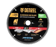 Пильный диск по алюминию ф255 х 30 мм, 100 зубьев Denzel