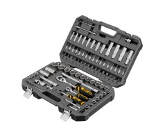 Набор инструментов, 1/2", 1/4", CrV, S2, пластиковый кейс, 94 предмета Denzel