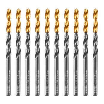 Сверло по металлу, 4,5 мм, HSS-Tin, Golden Tip, 10 шт. Denzel