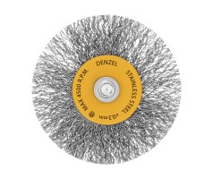 Щетка для дрели, 60 мм, Плоская, со шпилькой, нержавеющая витая проволока Denzel