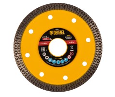 Диск алмазный отрезной 115 х 22,2мм, сплошной, супертонкий, горячий пресс, сухой/мокрый рез Denzel