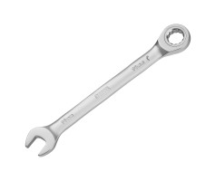 Ключ комбинированный трещоточный, 14 мм, CrV, матовый хром Denzel