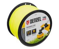 Леска для триммера витой квадрат, 2,7мм х 196м, на DIN катушке FLEX CORD Denzel