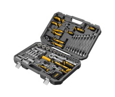 Набор инструментов, 1/2", 1/4", CrV, S2, пластиковый кейс, 84 предмета Denzel