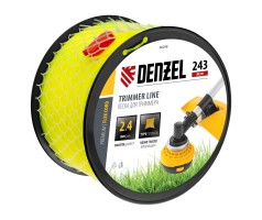 Леска для триммера витой квадрат, 2,4мм х 243м, на DIN катушке FLEX CORD Denzel