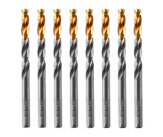 Сверло по металлу, 7,5 мм, HSS-Tin, Golden Tip, 8 шт. Denzel
