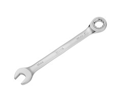 Ключ комбинированный трещоточный, 18 мм, CrV, матовый хром Denzel