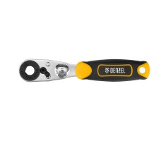 Ключ-трещотка для бит 1/4", 52 зуба, CrMo, адаптер для торцевых головок Denzel Ключ-трещотка для бит 1/4", 52 зуба, CrMo, адаптер для торцевых головок Denzel