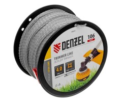 Леска для триммера двухкомпонентная витой квадрат, 4,0мм х 106м, на DIN катушке EXTRA CORD Denzel