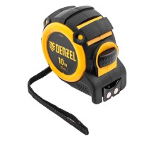 Рулетка 10м х 32мм, автоматич. фиксац., нейлон. покрытие, магнит. зацеп, двухстор. разметка Denzel