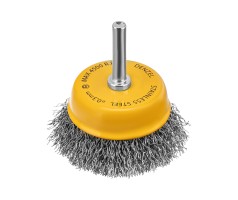 Щетка для дрели, 65 мм, Чашка, со шпилькой , нержавеющая витая проволока Denzel