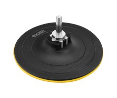 Тарелка опорная для дрели и УШМ с липучкой, 115 мм, твердая, с адаптером c М14 на d8 Denzel