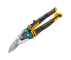 Ножницы по металлу, 270 мм, прямой и правый рез, сталь-СrMo, трехкомпонентные рукоятки Denzel