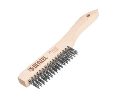 Щетка зачистная 3-х рядная, прямая проволока из нержавеющей стали с деревянной ручкой, EFP// Denzel