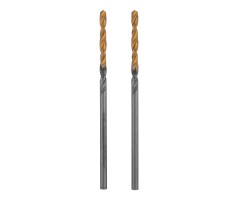 Сверло спиральное по металлу 2 x 49 мм, Р6М5, Golden Tip , 2шт. Denzel