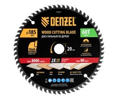 Пильный диск по дереву ф185 х 20 мм, 60 зубьев Denzel