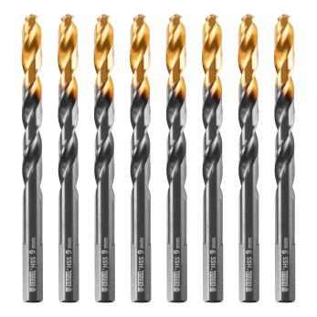 Сверло по металлу, 9 мм, HSS-Tin, Golden Tip, 8 шт. Denzel