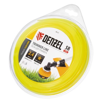 Леска для триммера, звезда 2.4 мм х 58 м, блистер Flex cord Denzel