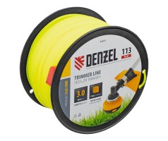 Леска для триммера зубчатый квадрат, 3,0мм х 113м, на DIN катушке FLEX CORD Denzel