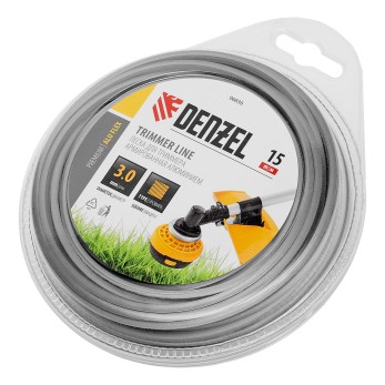 Леска для триммера армированная алюминием квадратная, 3,0мм х 15м, блистер ALUFLEX Denzel