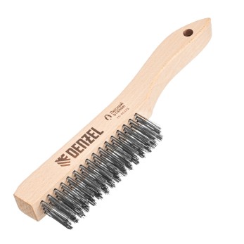Щетка зачистная 4-х рядная, прямая проволока из нержавеющей стали с деревянной ручкой, EFP// Denzel