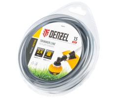 Леска для триммера армированная алюминием квадратная, 2,4мм х 15м, блистер ALUFLEX Denzel