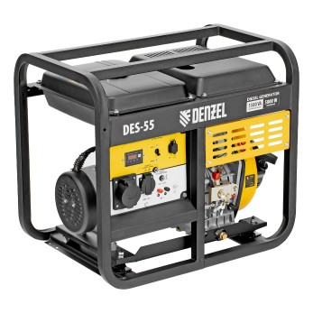 Генератор дизельный DES-55, 5,5 кВт, 230 В, 11 л, ручной стартер Denzel