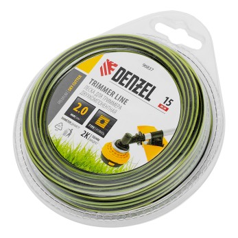 Леска для триммера двухкомпонентная квадратная, 2,0мм х 15м, блистер SkyCutter Denzel
