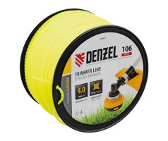 Леска для триммера витой квадрат, 4,0мм х 106м, на DIN катушке FLEX CORD Denzel