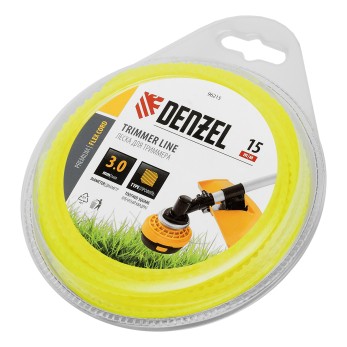 Леска для триммера зубчатый квадрат, 3мм х 15м, блистер FLEX CORD,  Denzel