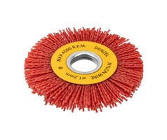 Щетка для УШМ, 100 мм, Плоская, нейлоновая щетина, посадка 22,2 мм Denzel