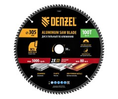 Пильный диск по алюминию ф305 х 30 мм, 100 зубьев Denzel