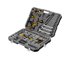 Набор инструментов, 1/2", 1/4", CrV, S2, пластиковый кейс, 122 предмета Denzel