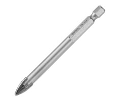 Сверло по керамической плитке 10 мм, крестовая пластина, шестигранный хвостовик// Denzel