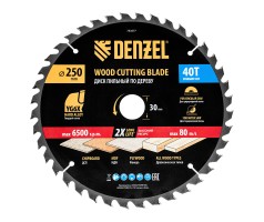 Пильный диск по дереву ф250 х 30 мм, 40 зубьев Denzel