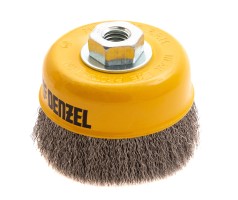Щетка для УШМ, 100 мм, "Чашка", витая нержавеющая проволока 0.3 мм, М14 Denzel