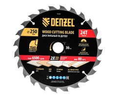 Пильный диск по дереву ф250 х 30 мм, 24 зубьев Denzel