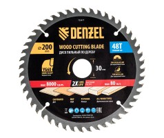 Пильный диск по дереву ф200 х 30 мм, 48 зубьев Denzel