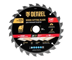Пильный диск по дереву ф235 х 30 мм, 24 зубьев Denzel