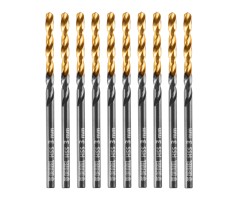 Сверло по металлу, 3 мм, HSS-Tin, Golden Tip, 10 шт. Denzel