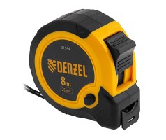 Рулетка 8м х 25мм, двухкомп. корпус, кнопка-пауза Denzel