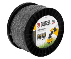 Леска для триммера двухкомпонентная витой квадрат, 2,7мм х 196м, на DIN катушке EXTRA CORD Denzel