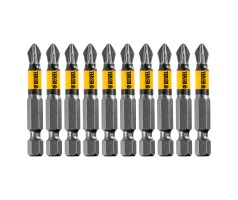 Бита PZ2х50, сталь легированная S2, 10 шт., круглый профиль, отрывная упаковка, , Е 6,3 Denzel